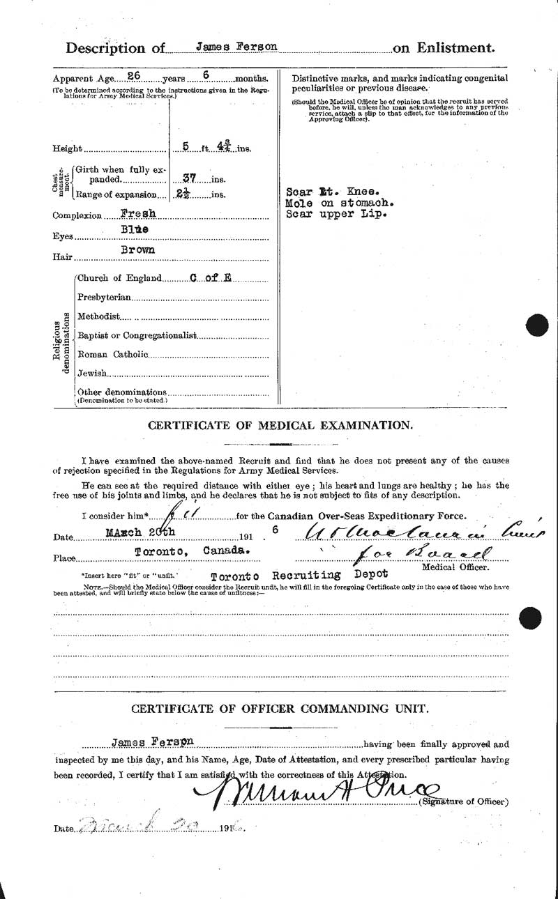 Canadian Attestion Papers - James Ferson 2/2