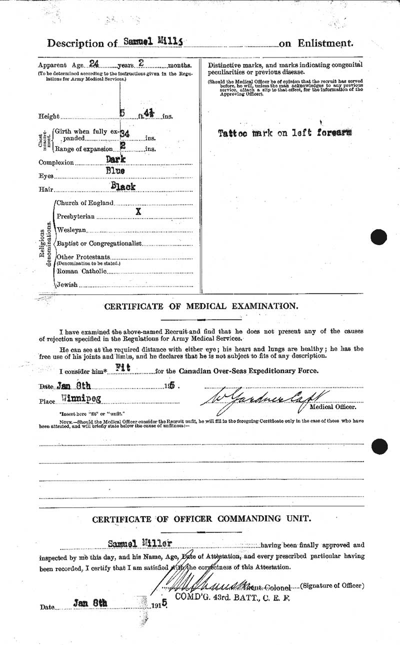 Canadian Attestion Papers - Samuel Mills 2/2