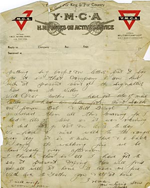 Letter from George Greer  to his mother 3/4  9 Nov 1916