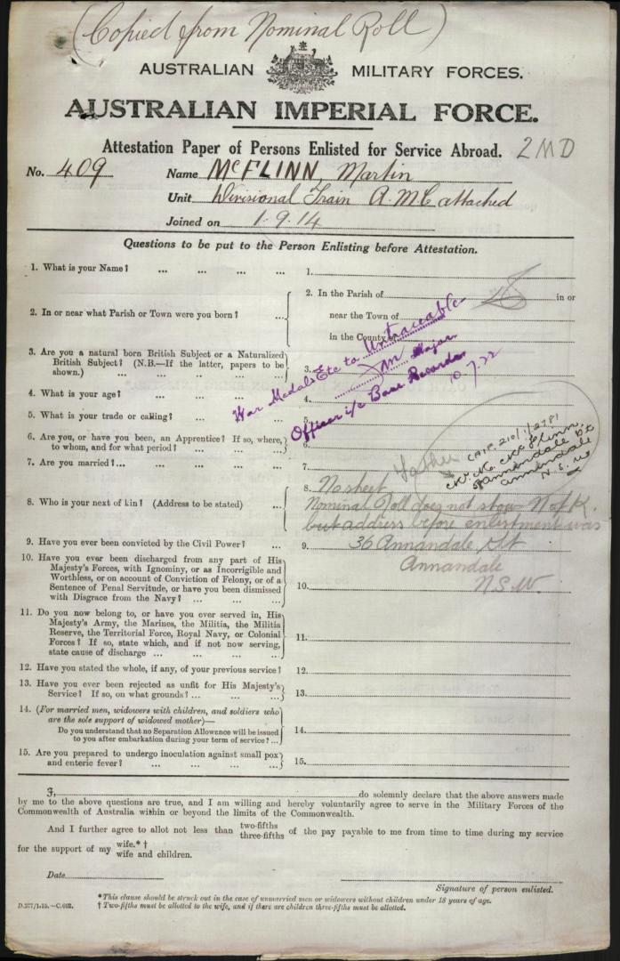 Martin McFlinn Attestation Papers