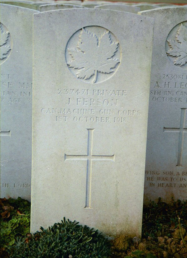 Photo of James Ferson's headstone