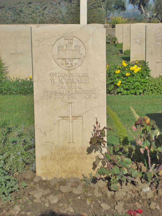 Photo of William J Harkness headstone