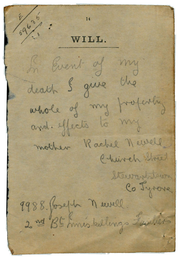 Joseph Newell : Handwritten Will