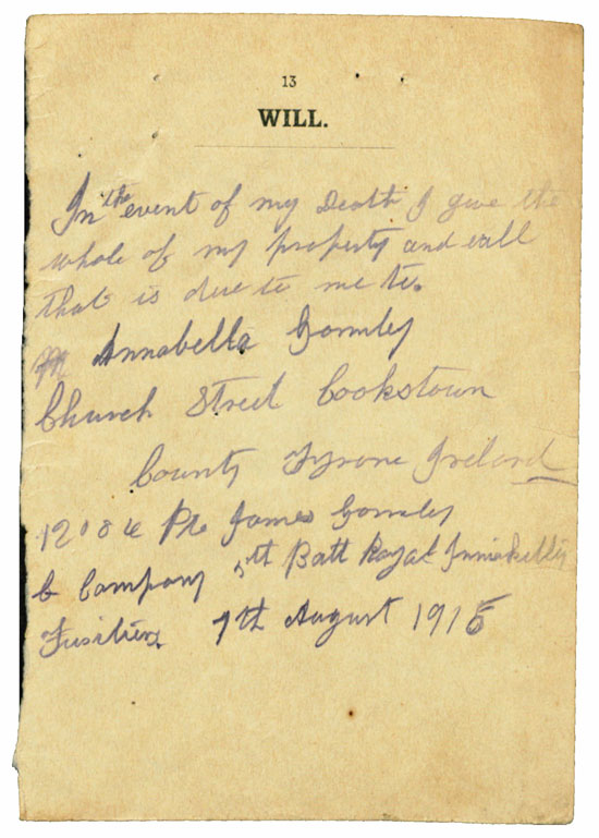 James Gormley:  Handwritten Will