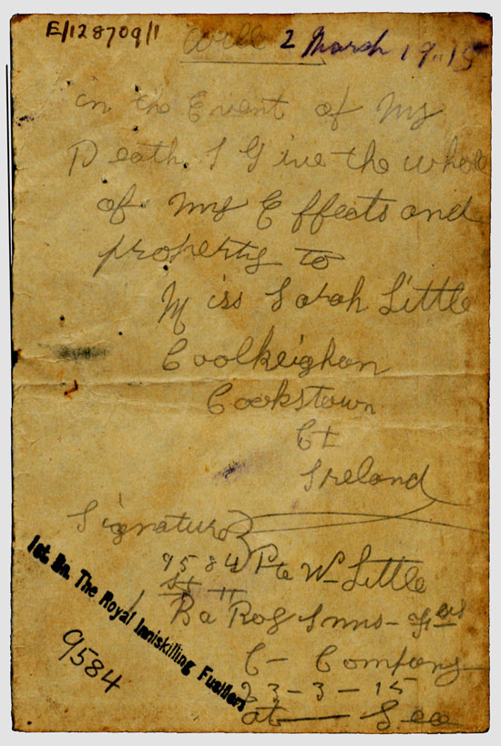 William George Little: Handwritten Will