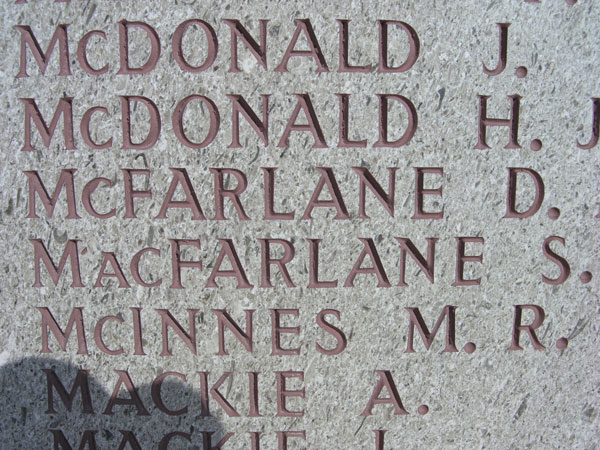 Samuel Jamed McFarlane inscription