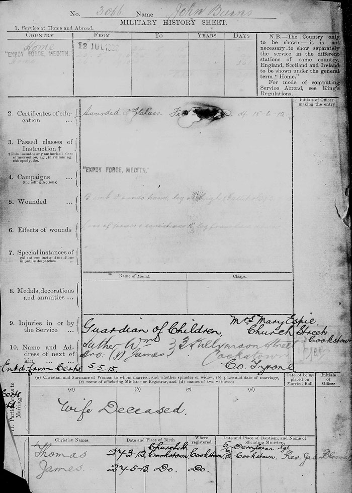 Joseph Burns military document