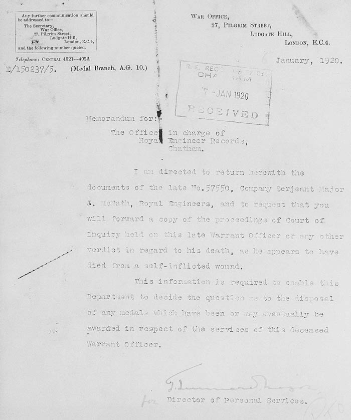 Francis McMath military documents