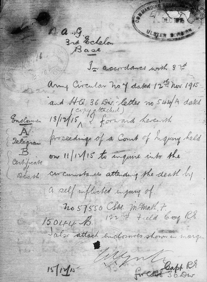 Francis McMath military documents