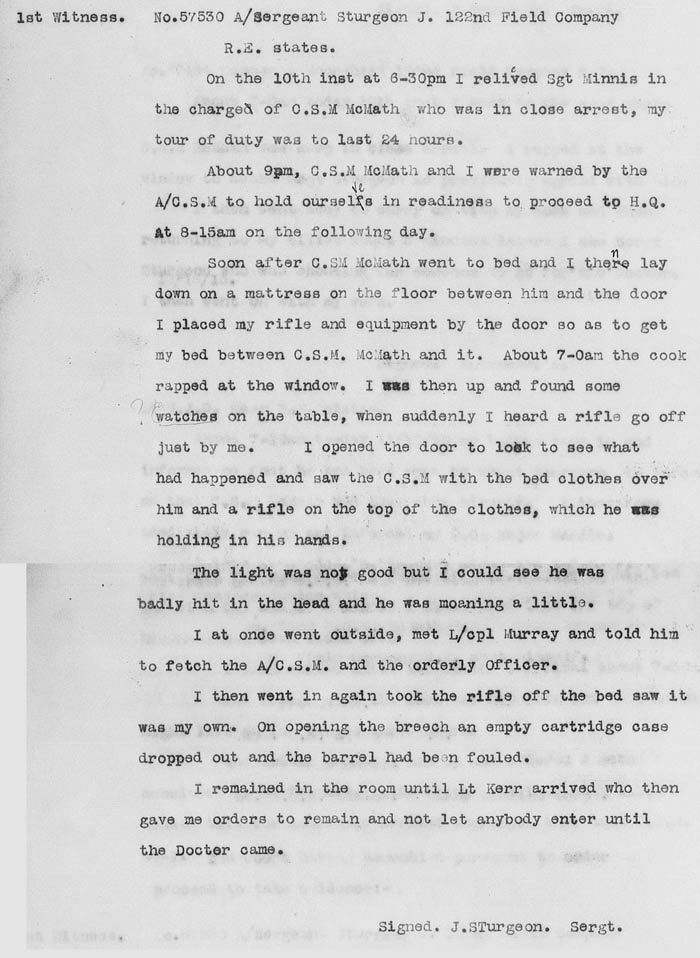 Francis McMath military documents