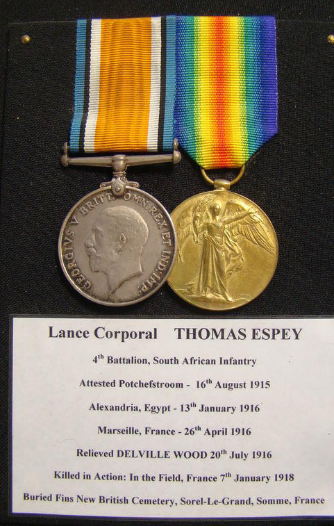 Corporal Thomas Espey medals