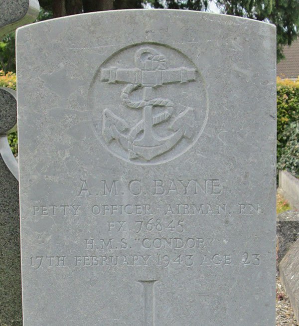 Petty Officer Airman Allan Bayne is buried in Cookstown Cemetery