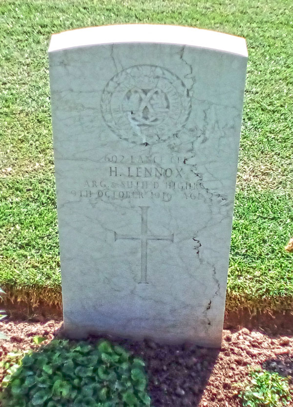 Lance Corporal Hugh Lennox is buried in Salonika