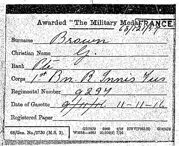 Military Medal card