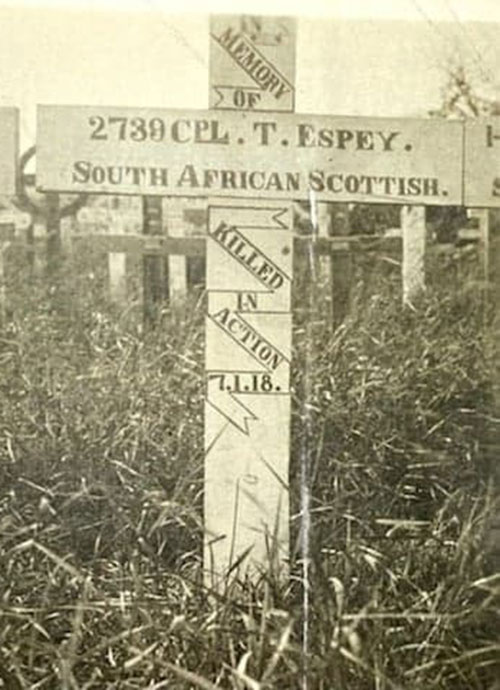 Corporal Thomas Espey's original wooden grave marker