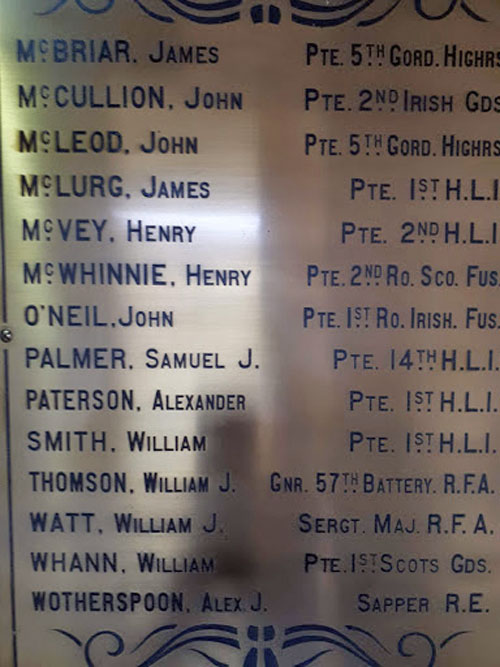 Gartsherrie Works Roll of Honour